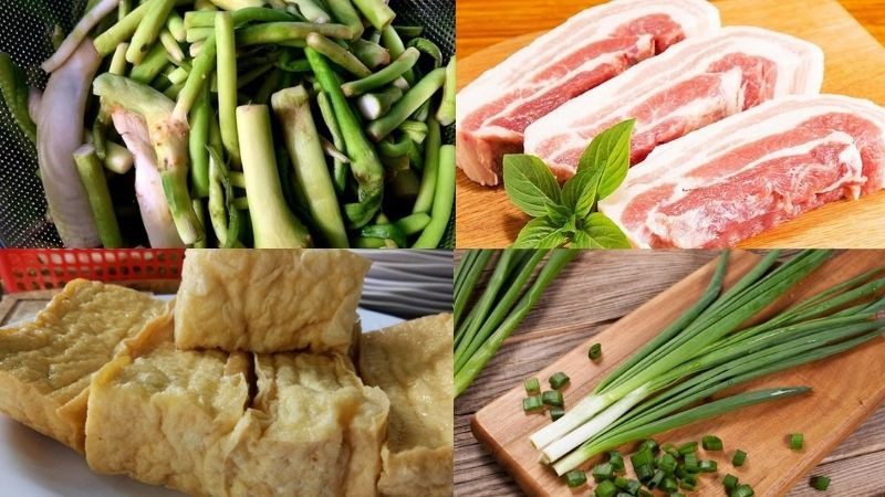 Ingredients for the sweet potato shoot soup dish