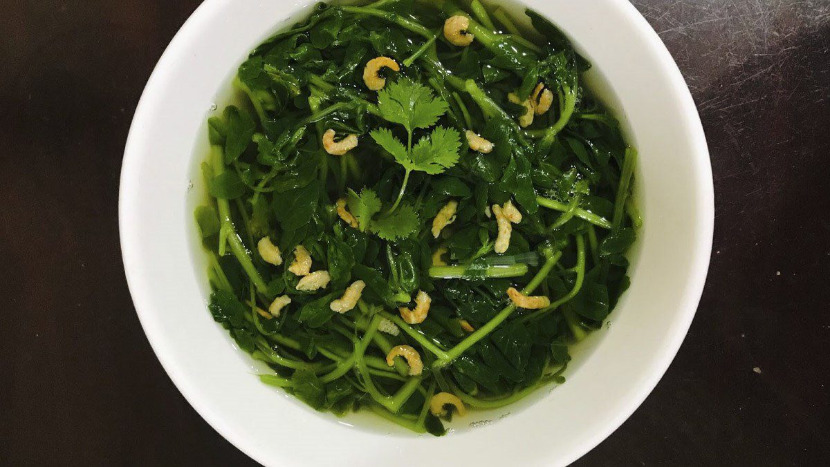 Watercress soup cooked with dried shrimp