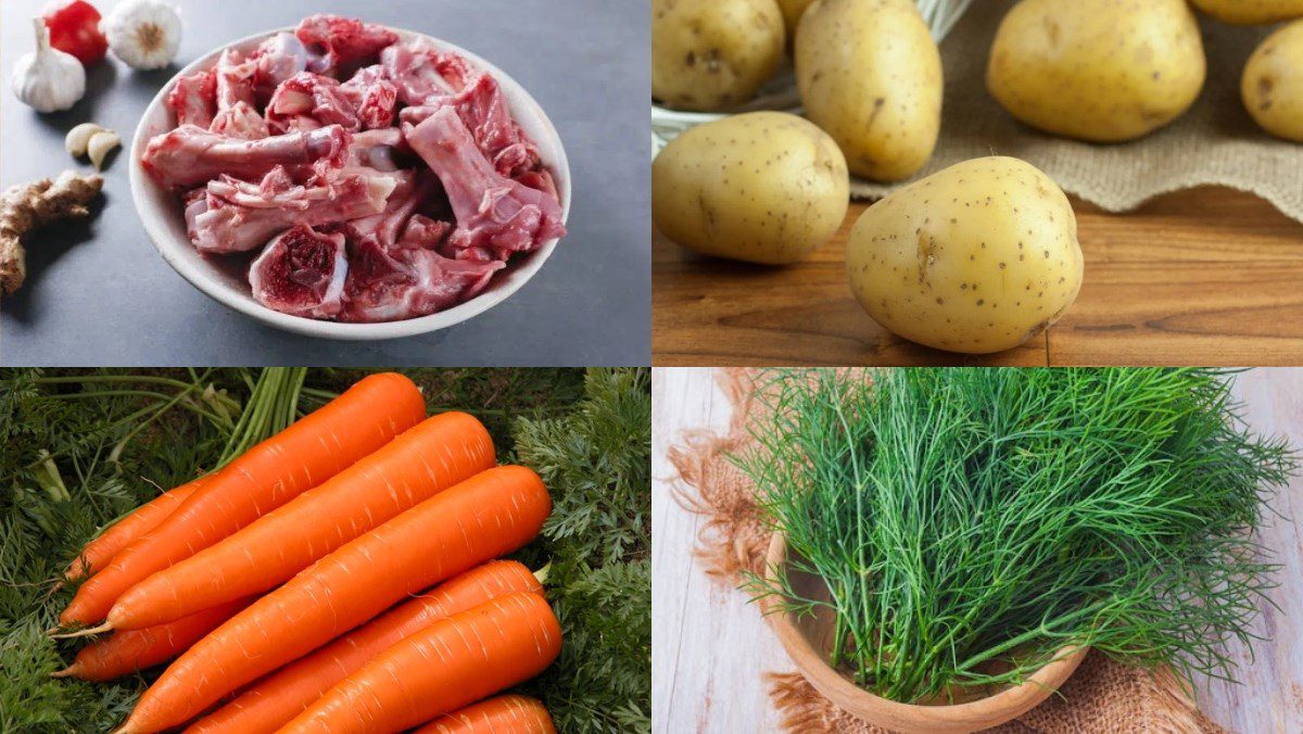 Ingredients for beef bone soup