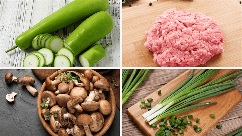 Ingredients for stuffed bottle gourd soup