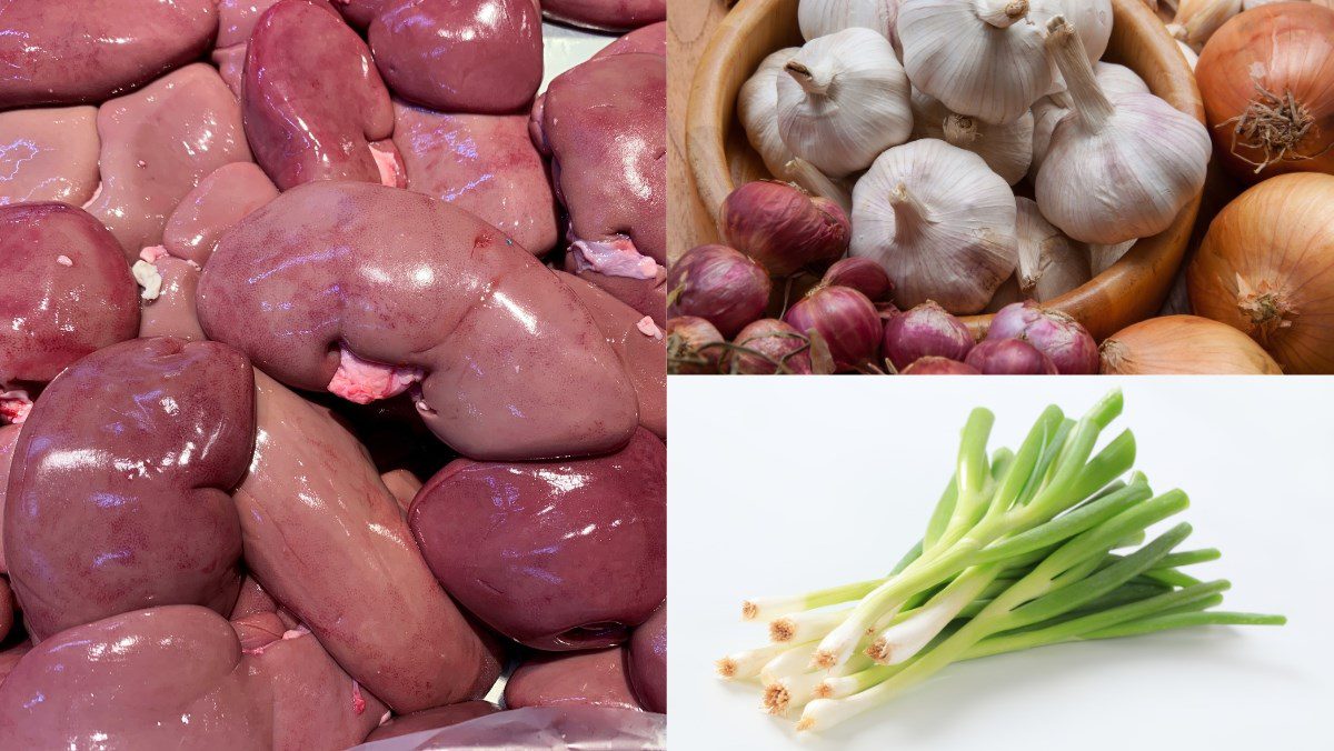 Ingredients for making pork kidney stir-fried with garlic