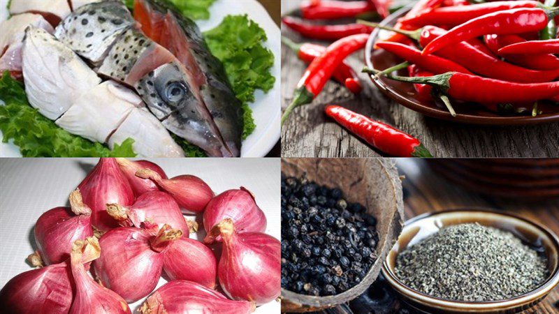 Ingredients for braised salmon head dish