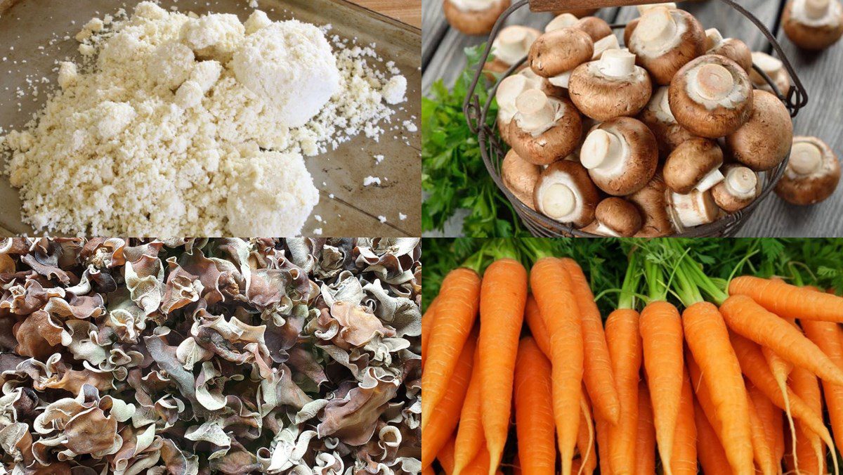 Ingredients for vegetarian spring rolls made from soybeans