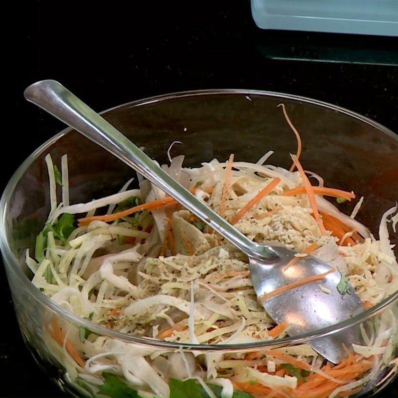 Step 2 Mixing the filling Mushroom spring rolls