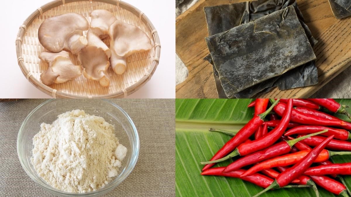 Ingredients for vegetarian mushroom cake