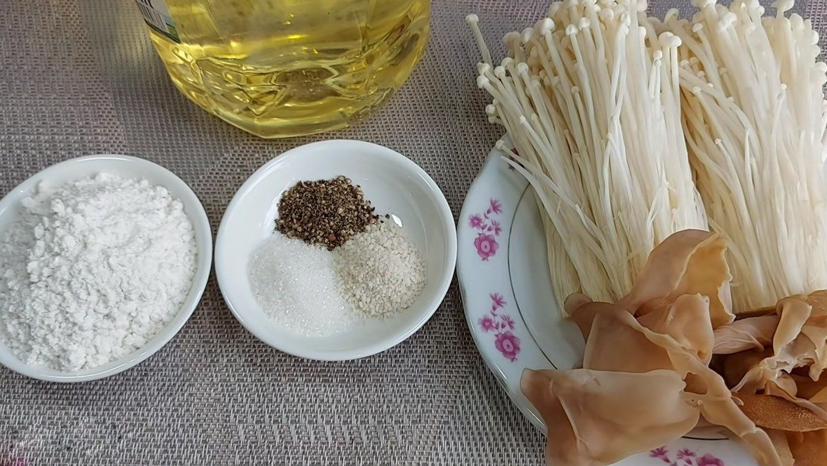 Ingredients for crispy mushroom cake dish