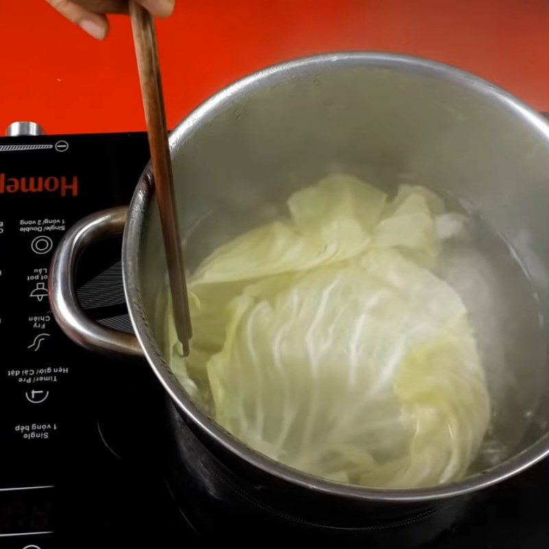 Step 2 Blanch the cabbage for Vegetarian Cabbage Rolls