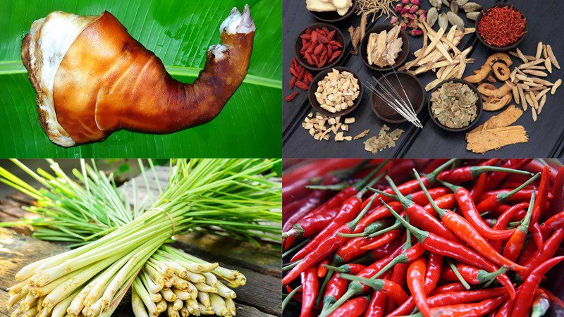 Ingredients for beef leg stew with Chinese herbs