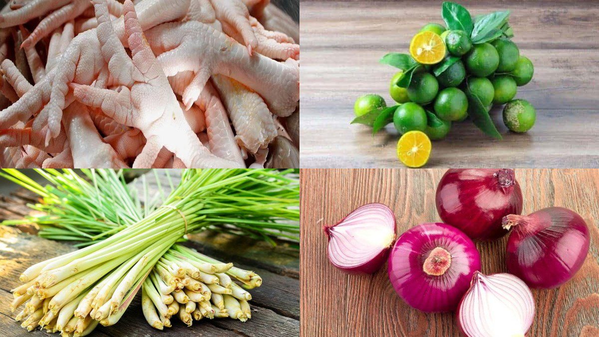 Ingredients for chicken feet with lemon grass and calamansi