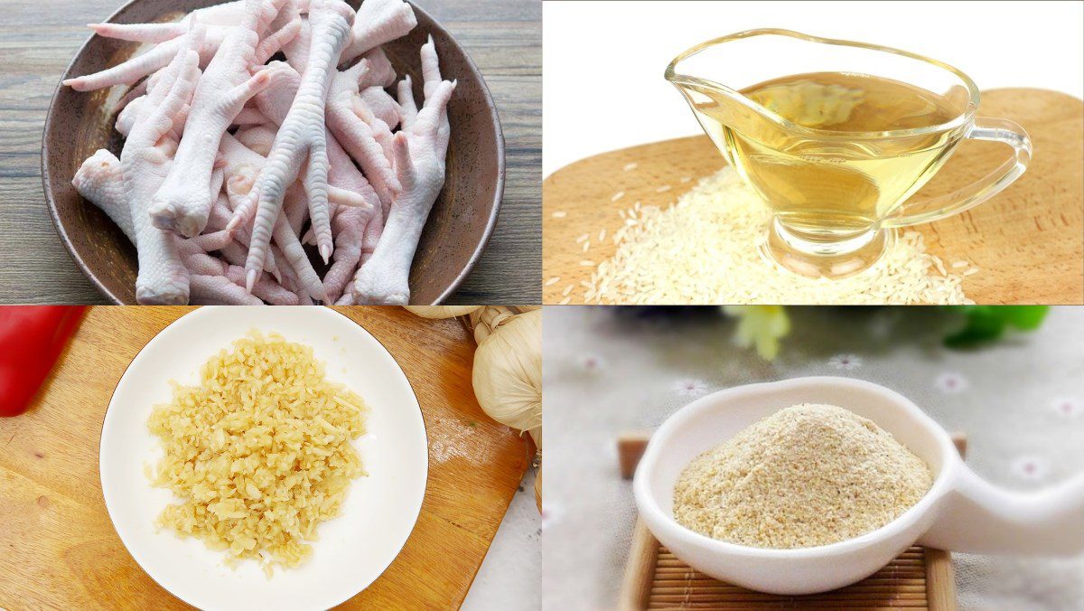 Ingredients for spicy and lemongrass chicken feet dishes