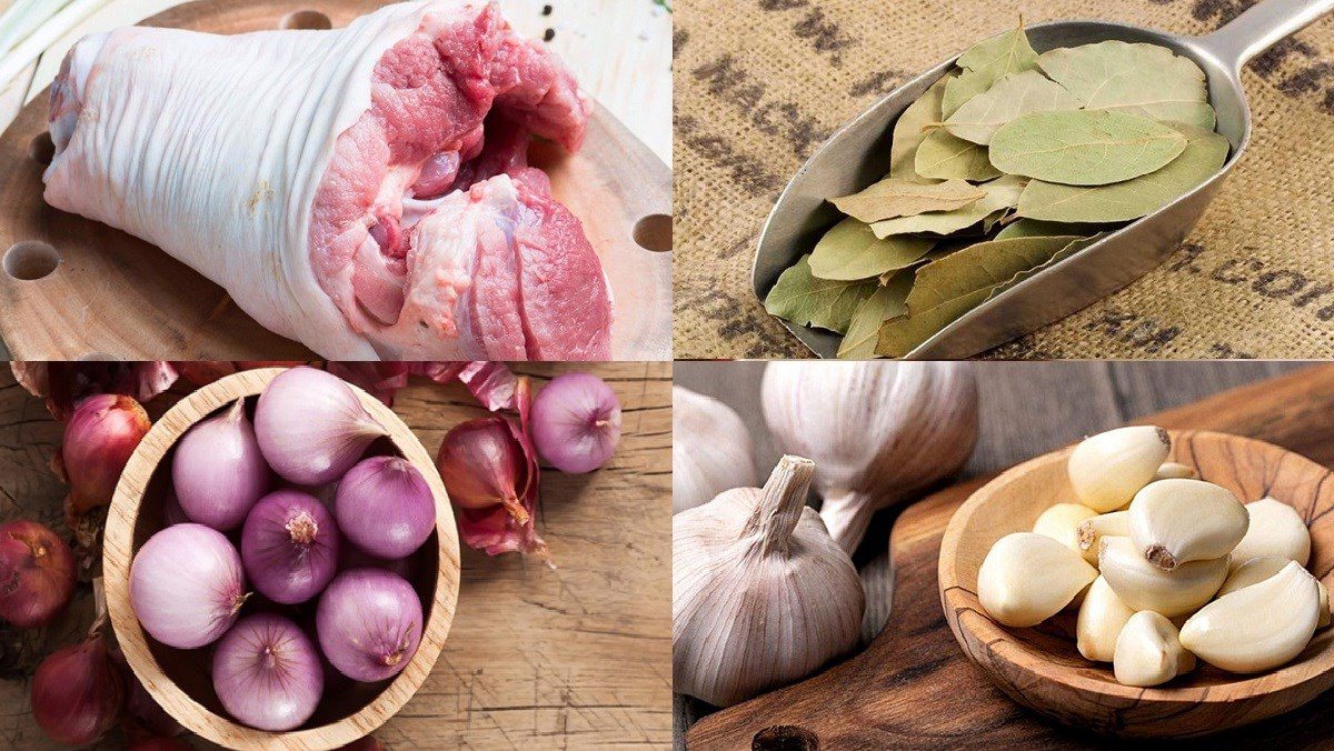 Ingredients for grilled pork leg dish using air fryer