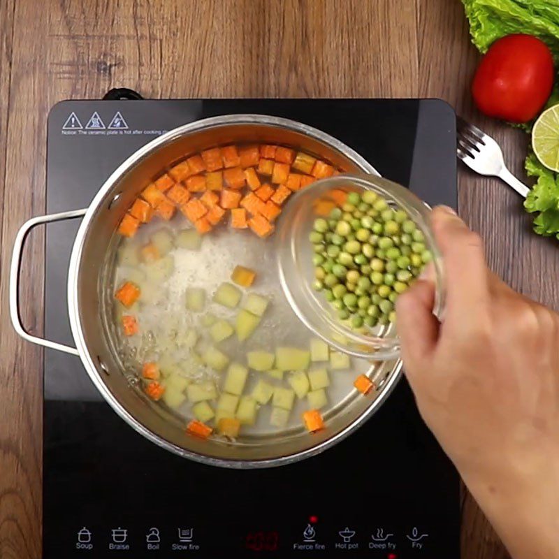 Step 2 Blanch the vegetables and boil the eggs for Tofu Vegetable Salad