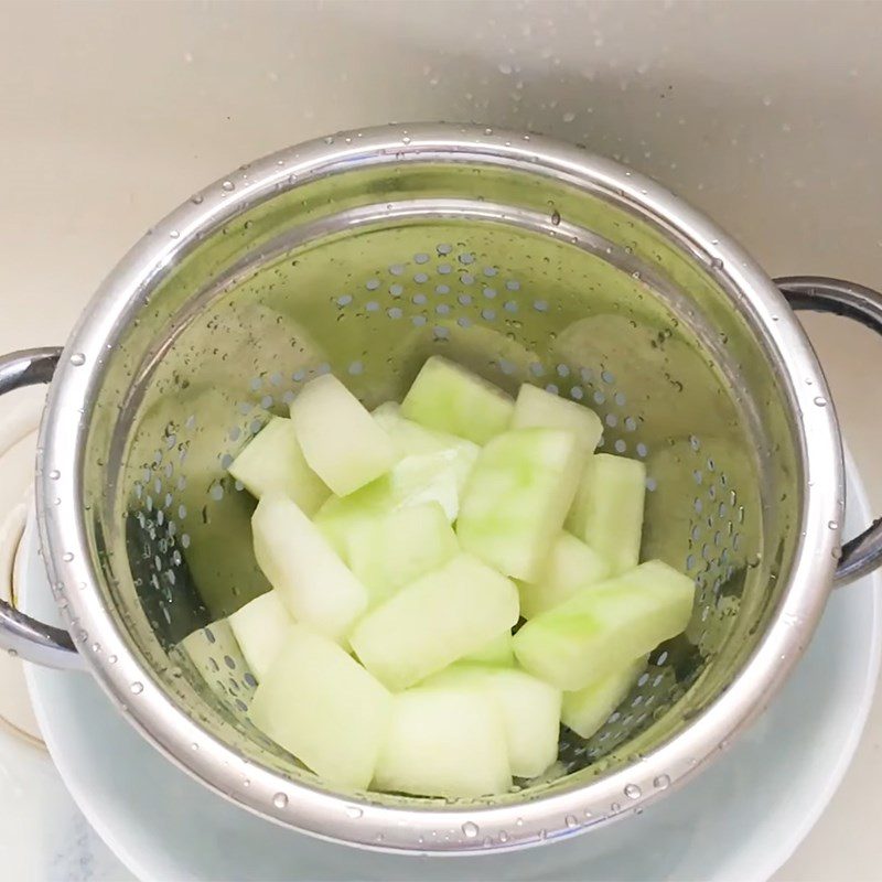 Step 2 Blanch the watermelon rind in diluted vinegar Watermelon Jam