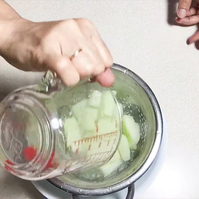 Step 2 Blanch the watermelon rind in diluted vinegar Watermelon Jam