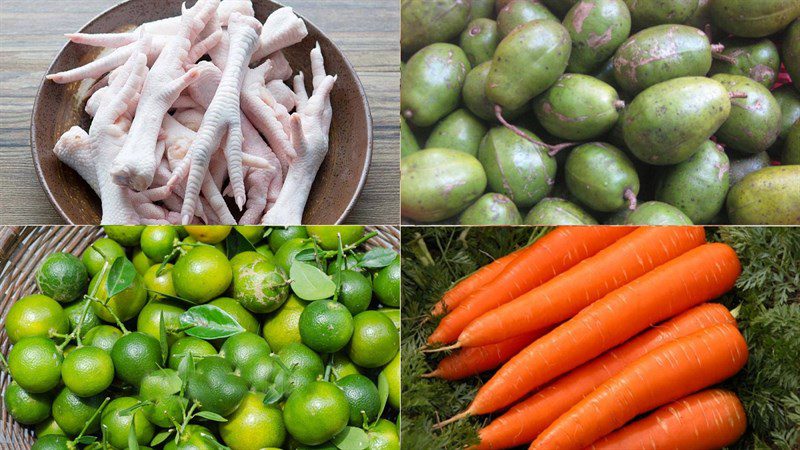 Ingredients for the dish of chicken feet soaked in lemongrass and calamansi