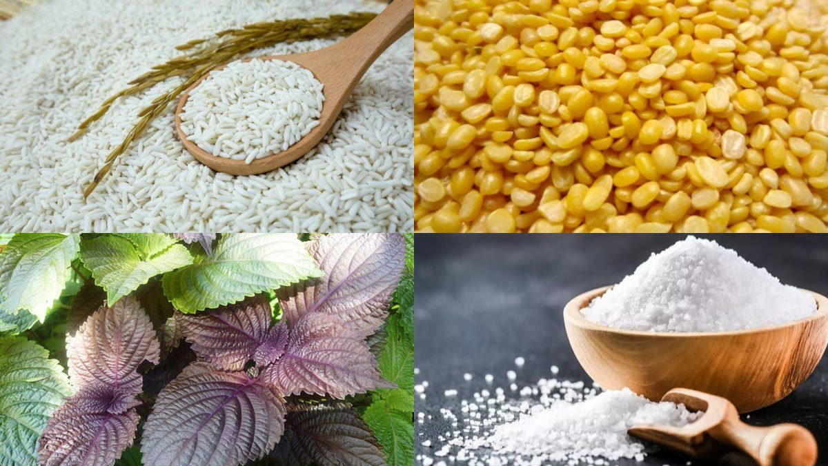 Ingredients for vegetarian green bean porridge