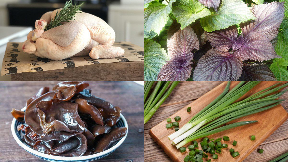 Ingredients for chicken perilla porridge