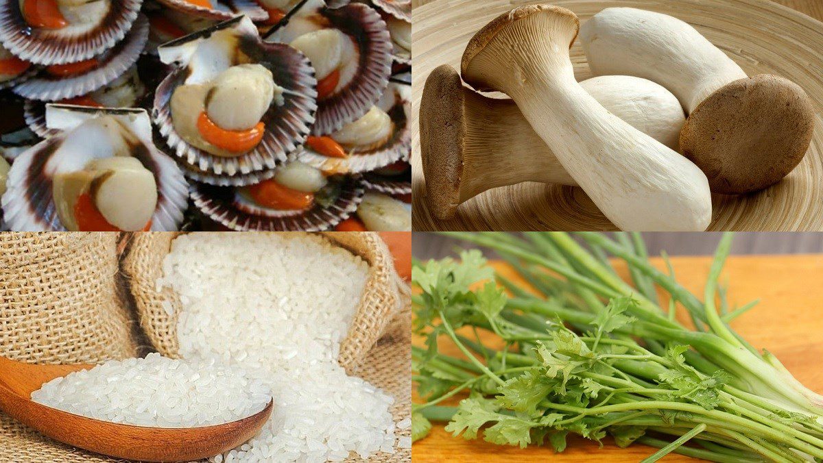 Ingredients for scallop porridge