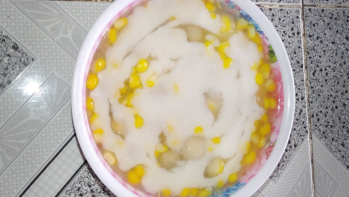 American corn pudding with whole grains and pearls