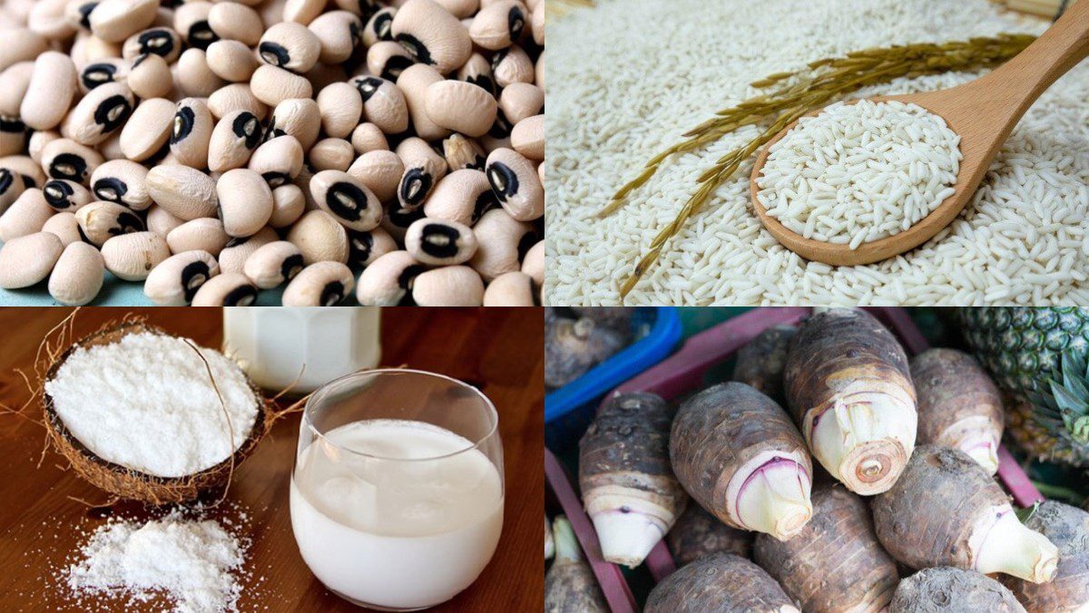 Ingredients for white bean pudding with taro