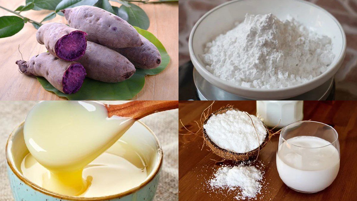 Ingredients for purple sweet potato chè