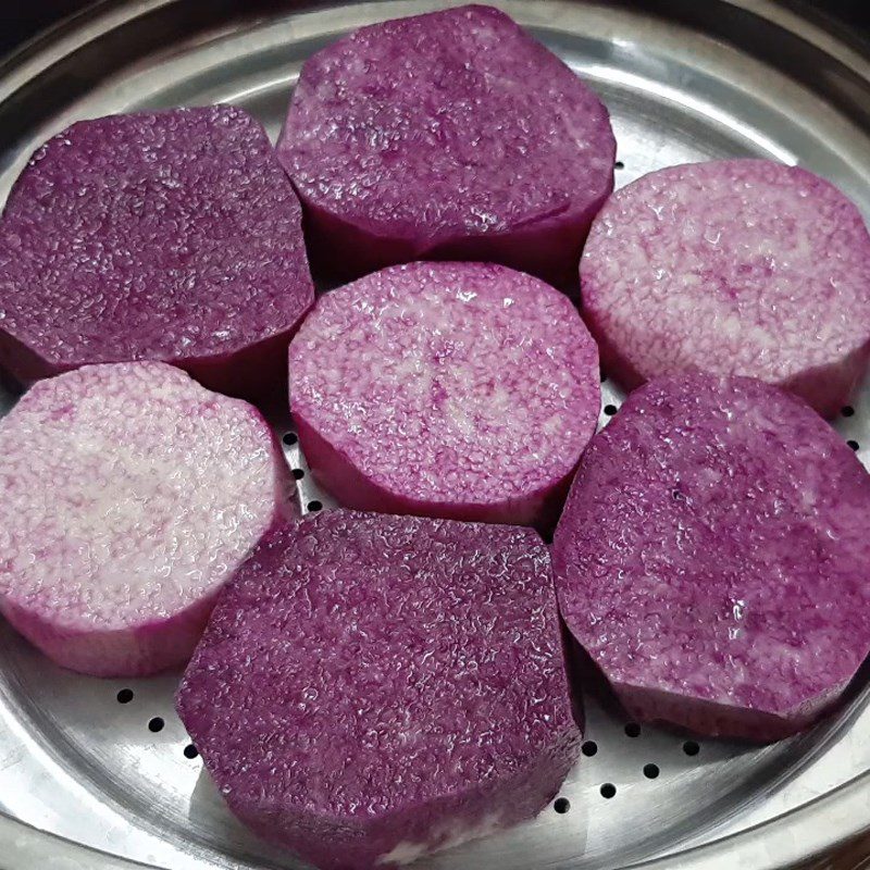 Step 2 Steamed purple yam Purple yam dessert with coconut milk