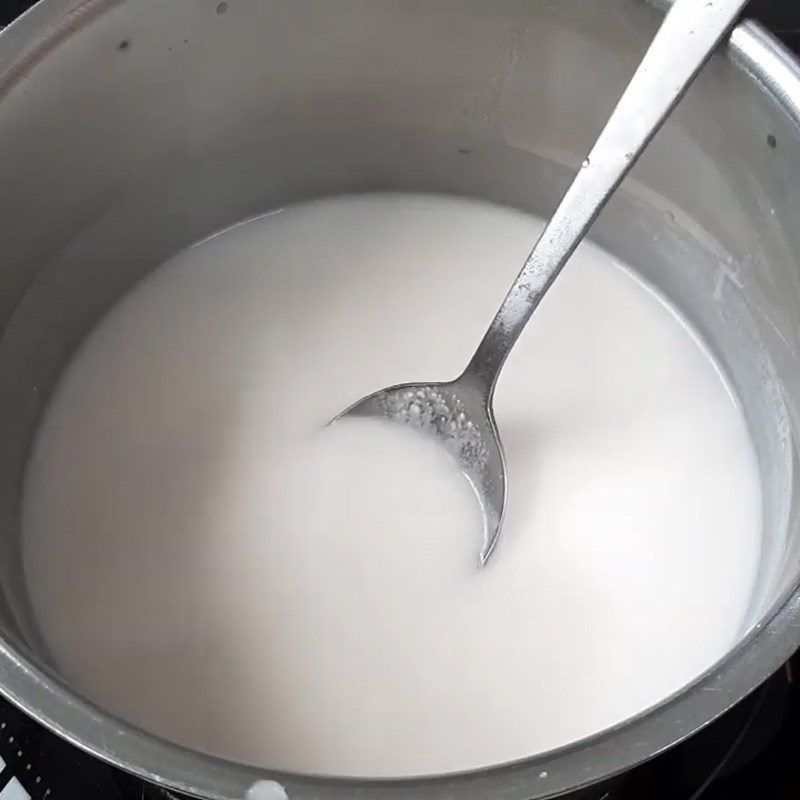 Step 3 Cook coconut milk for Purple yam dessert