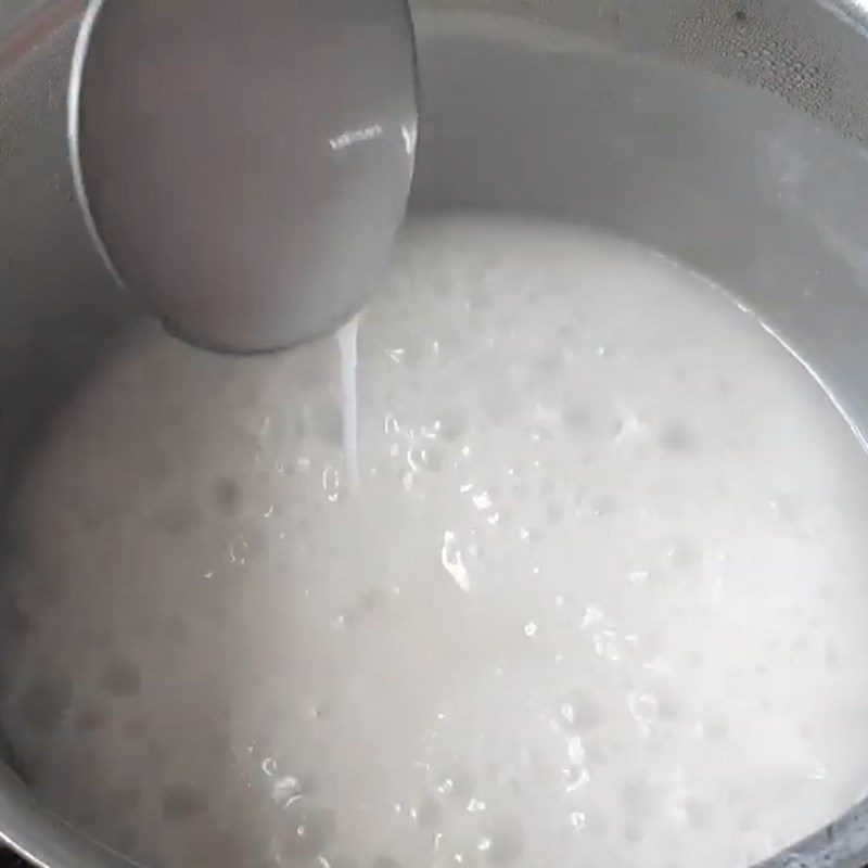 Step 3 Cook coconut milk for Purple yam dessert