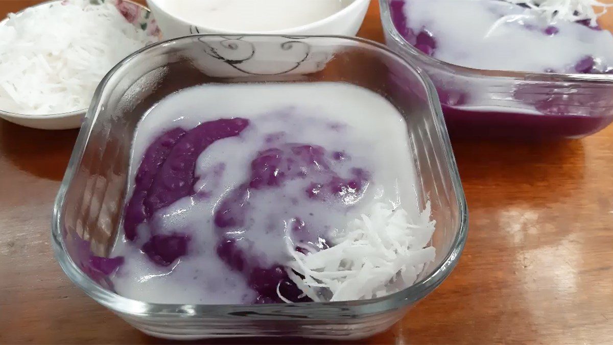 Purple yam dessert with coconut milk