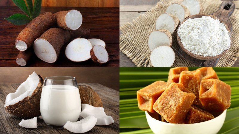 Ingredients for mochi cassava dessert