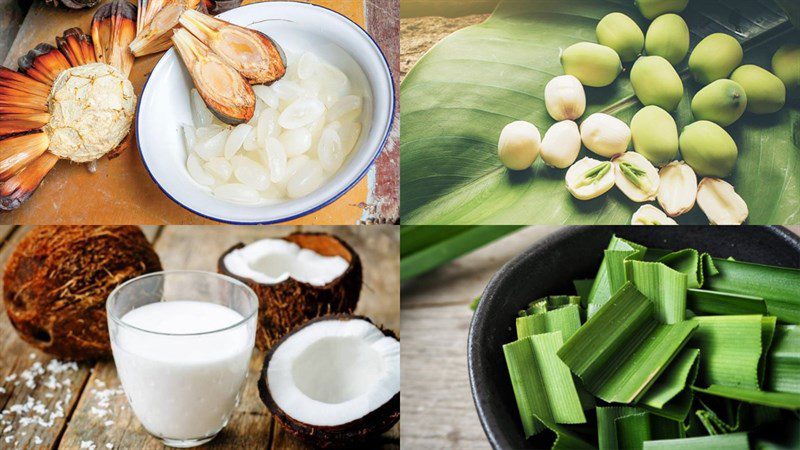 Ingredients for coconut water chè