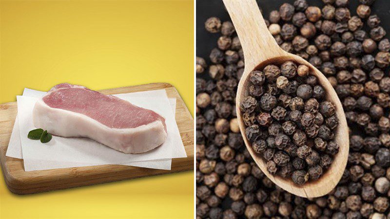 Ingredients for pan-fried pork with black pepper sauce and ginger onion sauce