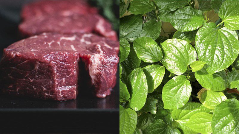 Ingredients for beef betel leaf soup