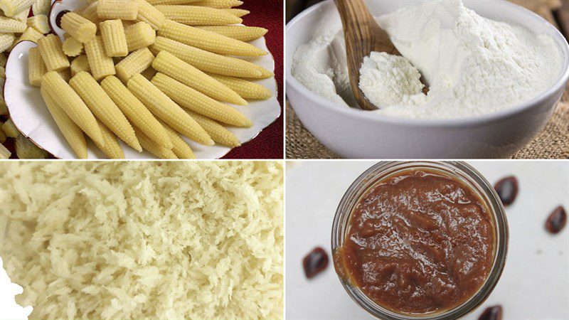 Ingredients for crispy baby corn and crispy baby corn with tamarind sauce