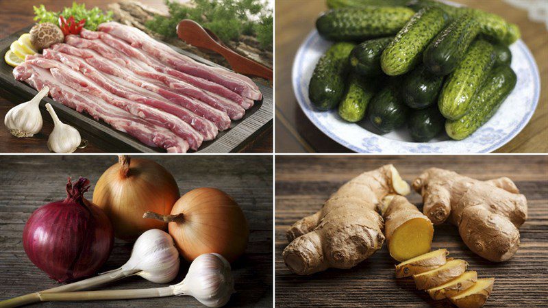 Ingredients for pan-fried pork with black pepper sauce and ginger onion sauce