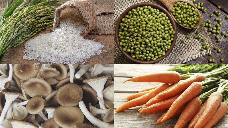 Ingredients for vegetarian mung bean porridge