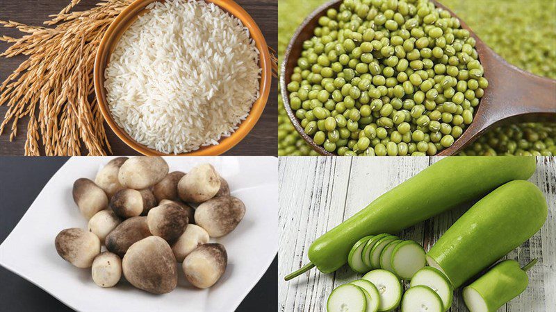 Ingredients for vegetarian mung bean porridge