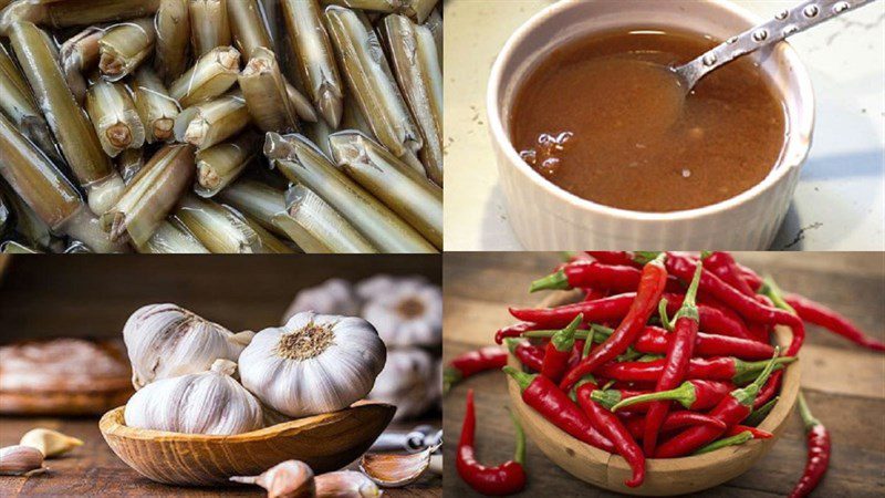 Ingredients for the dish stir-fried razor clams with sour and sweet tamarind sauce