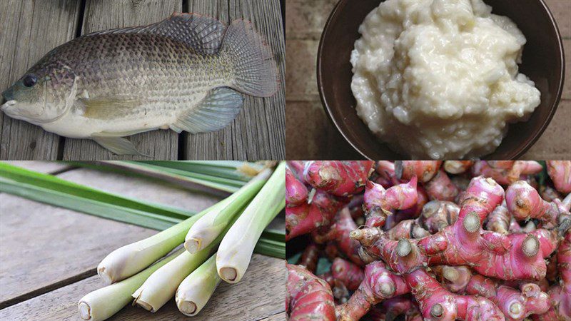 Ingredients for the dish of live tilapia salad