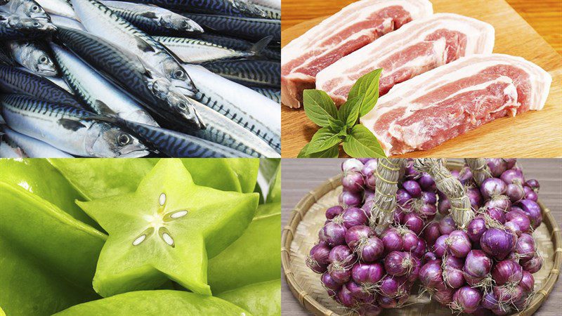 Ingredients for mackerel stew with starfruit