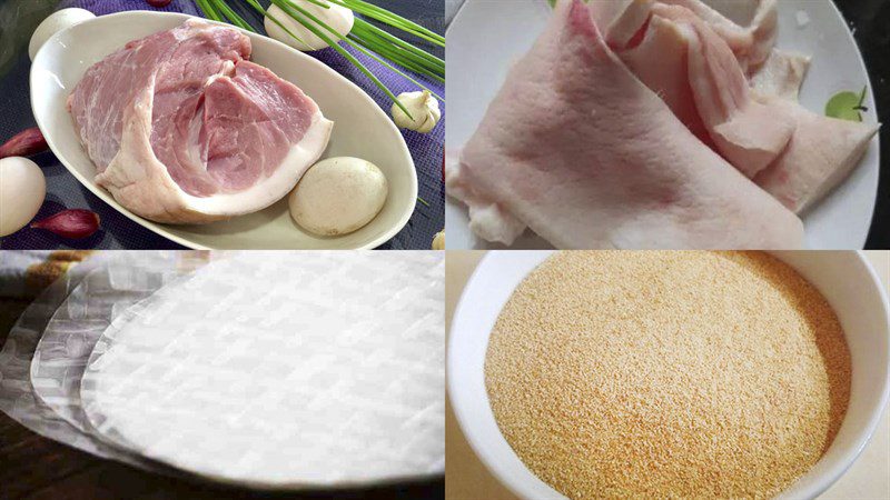 Ingredients for the dish of pork skin rolls