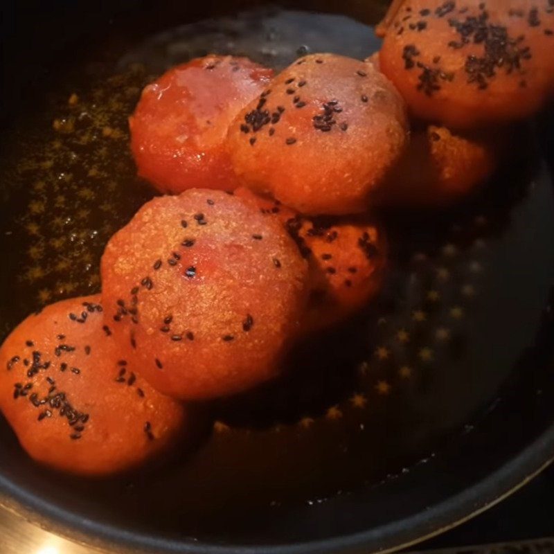 Step 4 Frying Gấc Cake