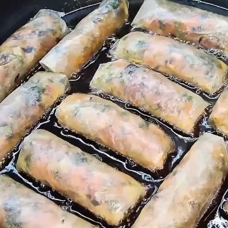 Step 4 Frying the Salmon Spring Rolls