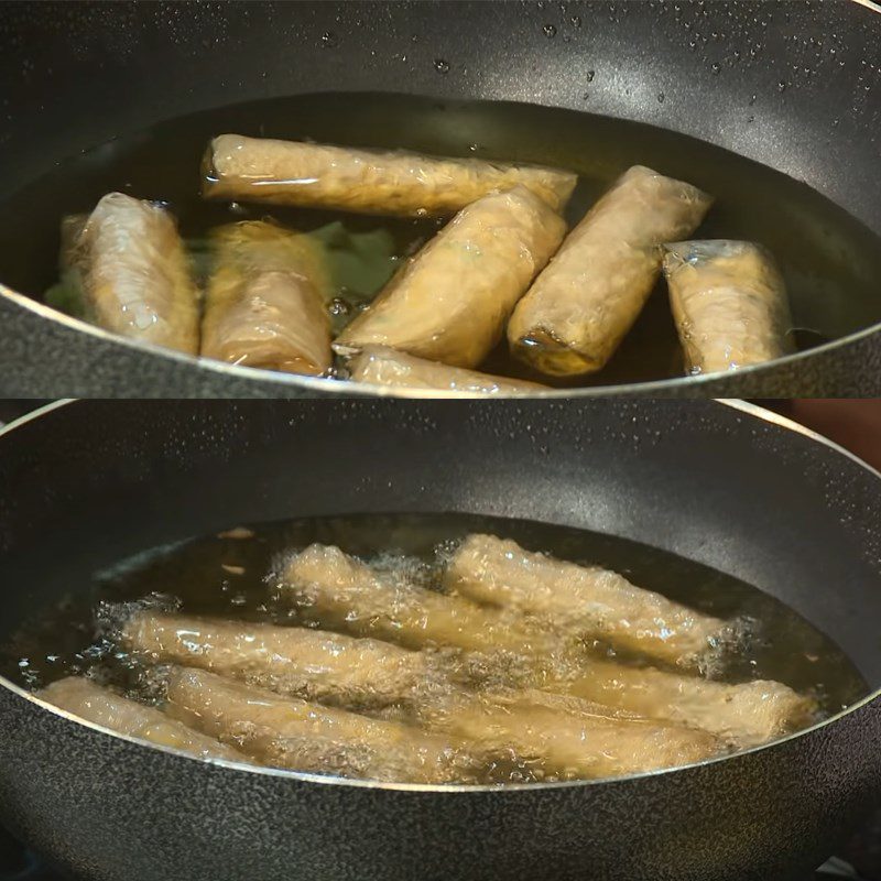 Step 3 Fry the vegetarian corn rolls