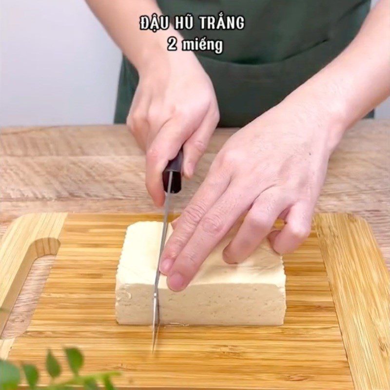 Step 2 Frying Tofu Tofu cooked with galangal and lemongrass