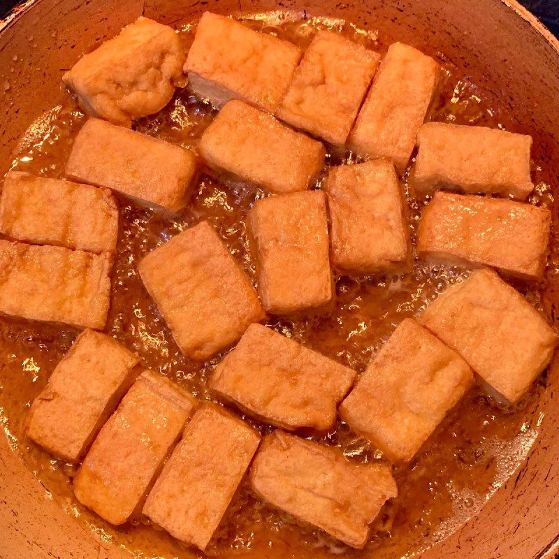 Step 1 Frying tofu Fried Tofu with Fish Sauce