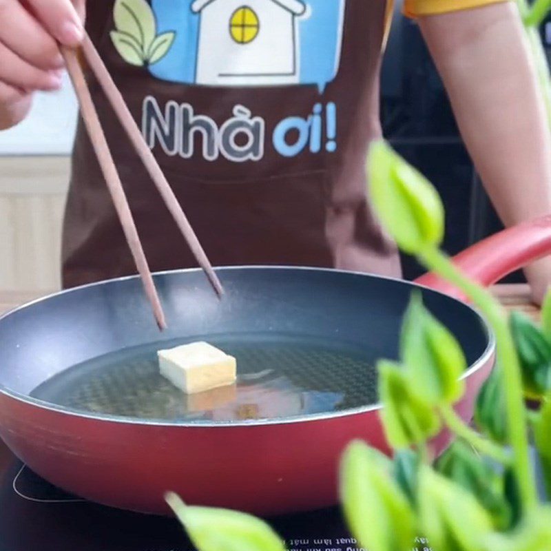 Step 2 Fry the tofu Salted tofu (Recipe shared from TikTok Cooking with TasteVN)