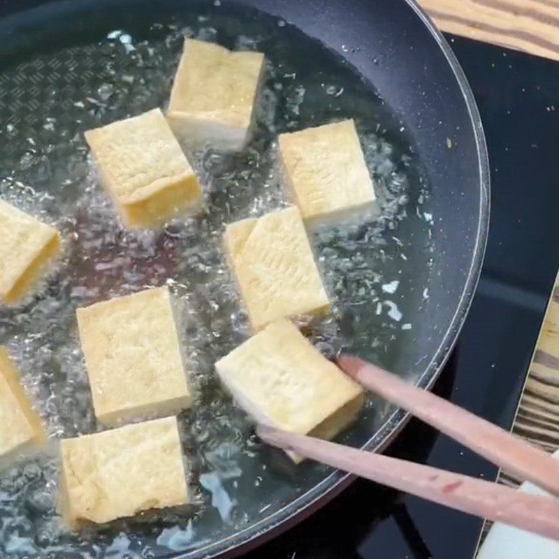 Step 2 Fry the tofu Salted tofu (Recipe shared from TikTok Cooking with TasteVN)