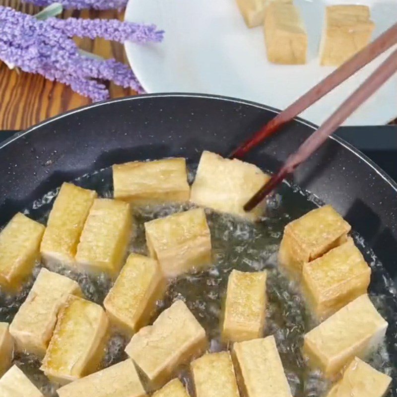 Step 2 Fry the tofu Salted tofu (Recipe shared from TikTok Cooking with TasteVN)