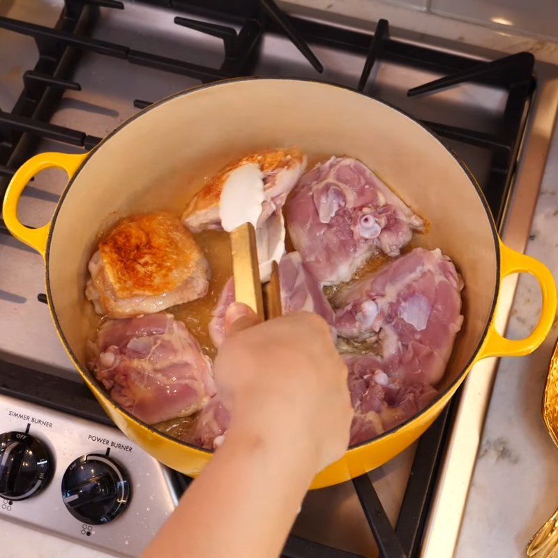 Step 3 Fry Adobo Chicken